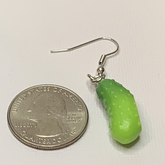 Pickle Earring, Cucumber Earring, Vegetable Earring, Funny Food Earring, Gift - Picture 5 of 7